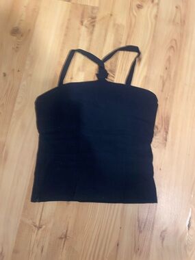 Black Knotted-Strap Strapless Camisole with Zipper on the side